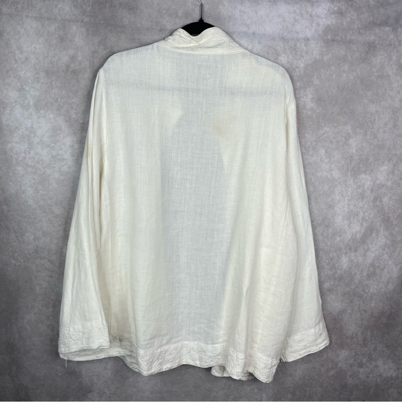 CP Shades Irish Linen Embroidered Open Jacket In White Women's Size M - Picture 3 of 7